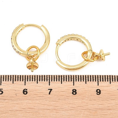 Brass Micro Pave Clear Cubic Zirconia Huggie Hoop Earring Findings KK-Z158-03G-1