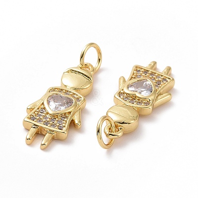Brass Micro Pave Cubic Zirconia Pendants ZIRC-F134-03G-1