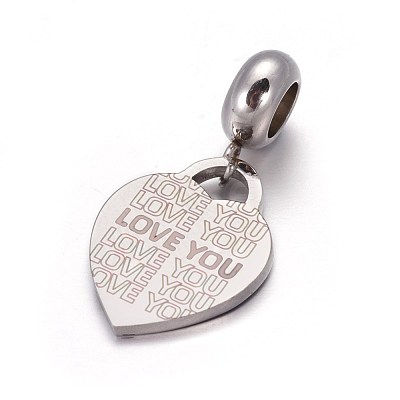 304 Stainless Steel European Dangle Charms OPDL-L013-49A-1