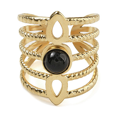 Natural Black Onyx Finger Rings RJEW-U027-08G-08-1