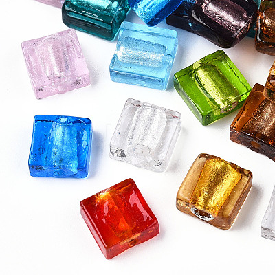Handmade Silver Foil Lampwork Beads FOIL-S006-12x12mm-M-1