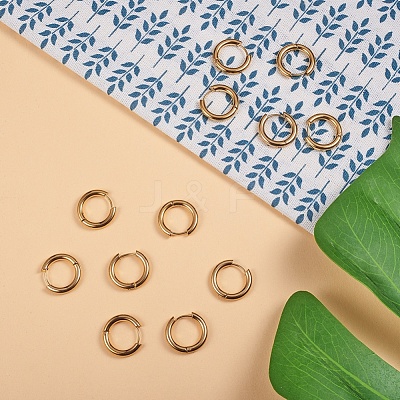 Ion Plating(IP) Ring 304 Stainless Steel Huggie Hoop Earrings EJEW-L158-06G-1