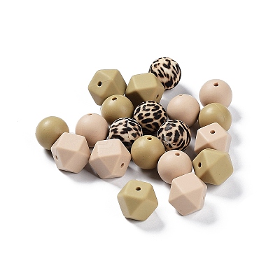 Round/Polygon Food Grade Silicone Focal Beads SIL-F003-06A-1