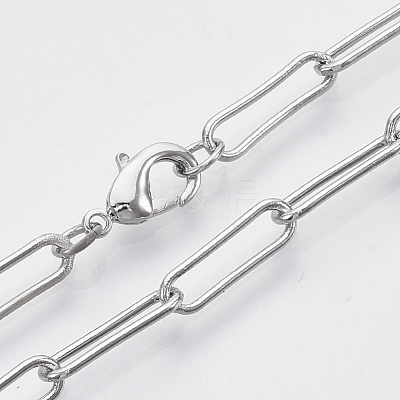 Brass Round Oval Paperclip Chain Necklace Making MAK-S072-05B-P-1