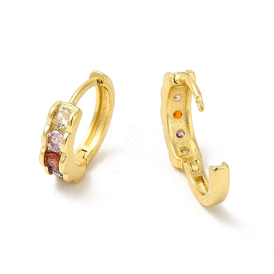 Cubic Zirconia Flower Hoop Earrings EJEW-E270-22G-1