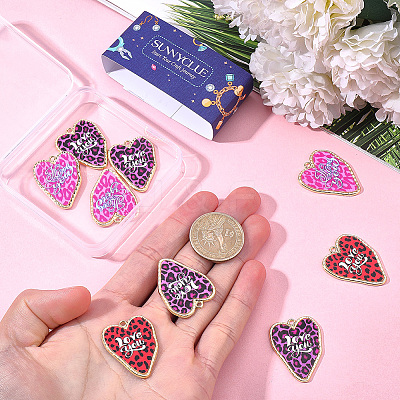 12Pcs 3 Colors Leopard Print Alloy with Acrylic Pendants FIND-SC0021-91-1