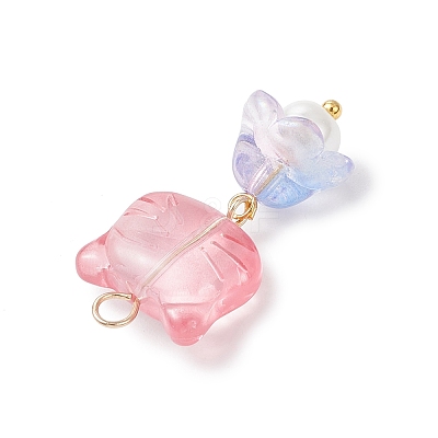 7Pcs Handmade Lampwork Pendants PALLOY-JF04245-02-1