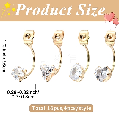 16Pcs 4 Styles Alloy Clear Cubic Zirconia Earring Nuts FIND-YW0012-06A-1
