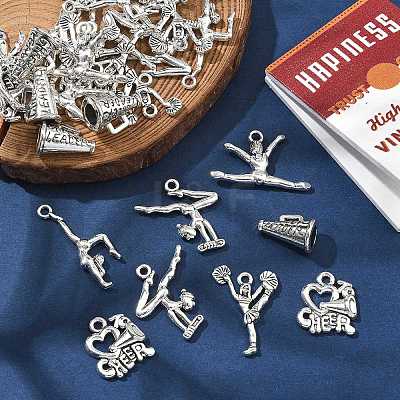 30Pcs 6 Styles Cheerleading Theme Alloy Pendants FIND-FP0001-34-1
