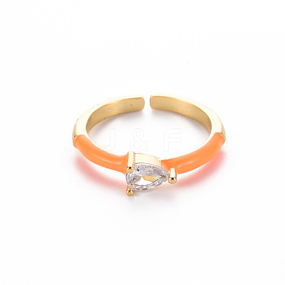 Brass Enamel Cuff Rings RJEW-T016-27D-NF-1