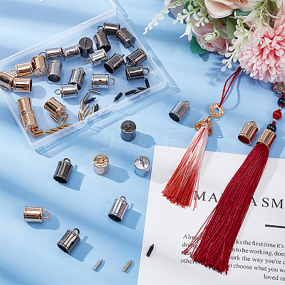 30 sets 3 Colors Zinc Alloy Cord Ends FIND-WR0007-04-1
