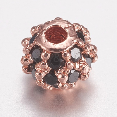 Brass Micro Pave Cubic Zirconia Beads ZIRC-E143-17RG-B-1