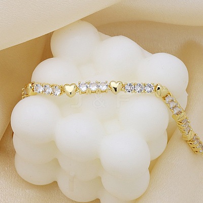 Brass Micro Pave Clear Cubic Zirconia Link Chain Bracelets for Women BJEW-P366-02B-G-1