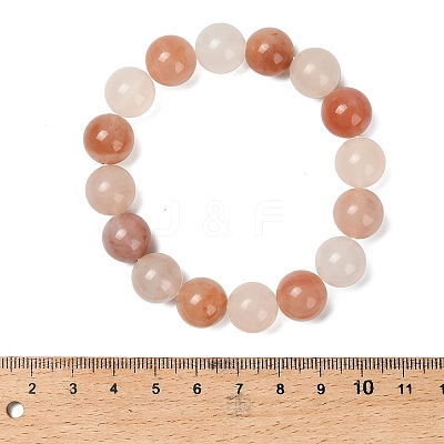 12MM Natural Xinjiang Golden Silk Jade Round Beaded Stretch Bracelets for Women BJEW-G756-01C-1