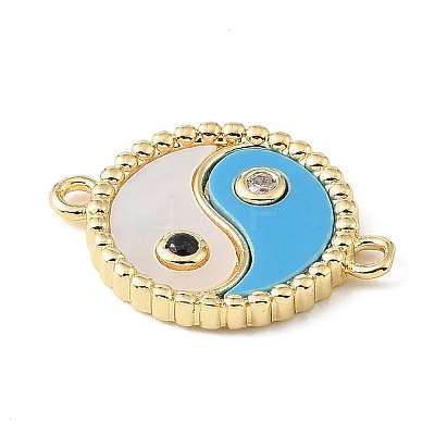 Brass Clear Cubic Zirconia & Natural White Shell & Resin Connector Charms CU-CBA6938-19G-02-1