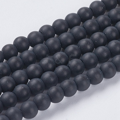 Synthetic Black Stone Beads Strands G-G508-6-1