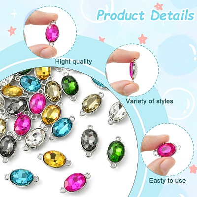 28Pcs 7 Colors Alloy Glass Links/Connectors GLAA-FS0001-93-1