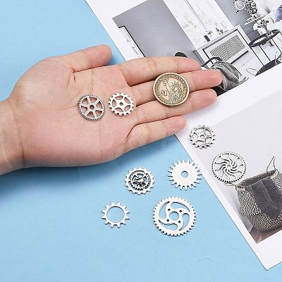 20Pcs Tibetan Style Alloy Gear Pendants TIBEP-FS0001-03AS-1