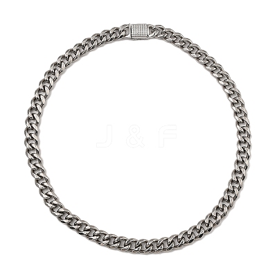 304 Stainless Steel Cuban Link Chain Necklaces Hand Polished NJEW-D050-01E-P-1