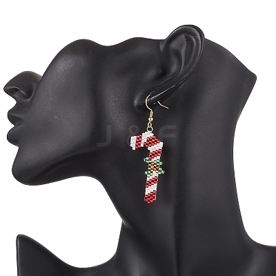 304 Stainless Steel Glass Christmas Theme Dangle Earrings EJEW-MZ00527-04-1