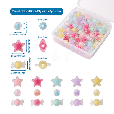 120Pcs 3 Style Transparent Acrylic Beads TACR-BT0001-03-1