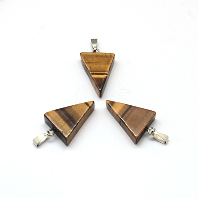 Triangle Natural Tiger Eye Pendants G-Q356-13-1