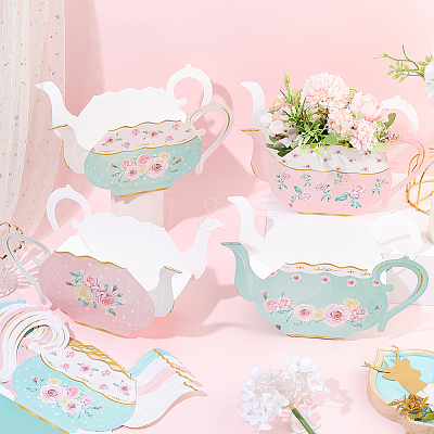 12Pcs 4 Styles Teapot Shaped Paper Bouquet Packing Boxes DIY-SP0006-40-1