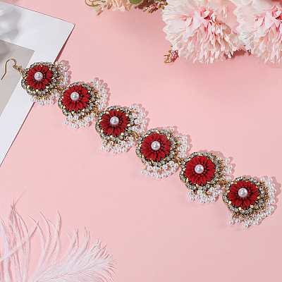 Retro Flower Alloy & Glass & ABS Plastic Hair Accessories EJEW-WH20018-02A-1