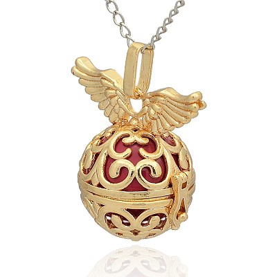Golden Tone Brass Hollow Round Cage Pendants KK-J234-09G-1