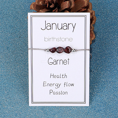 Natural Garnet Nuggets Braided Bead Bracelet GR1793-1-1