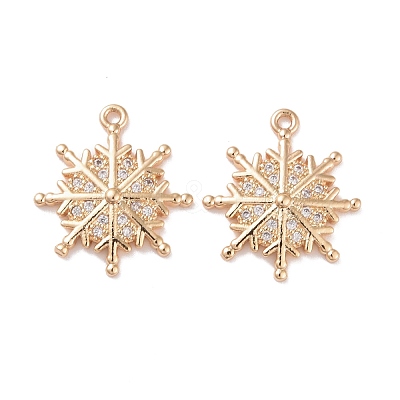 Brass Micro Pave Clear Cubic Zirconia Pendants KK-G418-05G-1