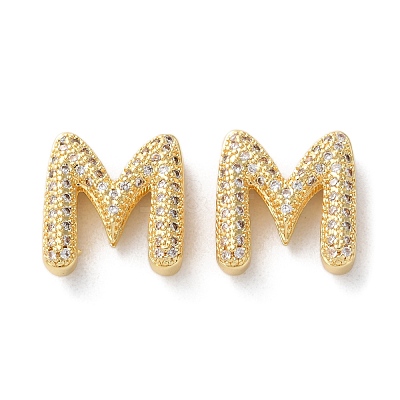 Rack Plating Brass Micro Pave Cubic Zirconia Slide Charms KK-C084-34G-M-1
