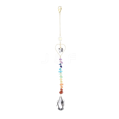 Glass Teardrop Chandelier Pendant Decorations HJEW-JM00857-1