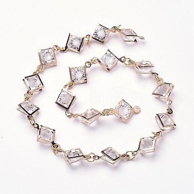 Iron Acrylic Rhinestone Handmade Chains AJEW-JB00249-1