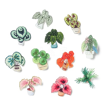 24Pcs 12 Styles Plant Acrylic Lapel Pin Brooch Pin JEWB-CJ0003-38-1