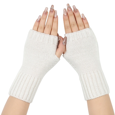 Acrylic Fiber Knitted Mittens Fingerless Gloves PW-WG36FCF-02-1