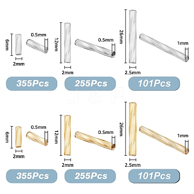 1422Pcs 6 Style Glass Twisted Bugle Beads SEED-FH0001-11-1