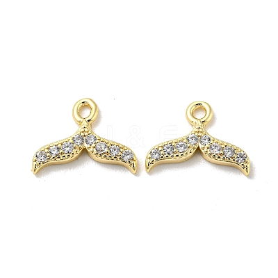 Brass Micro Pave Clear Cubic Zirconia Charms KK-H460-36G-1