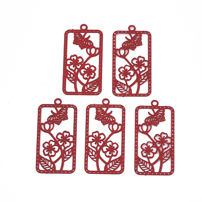 430 Stainless Steel Filigree Pendants STAS-S108-20D-1
