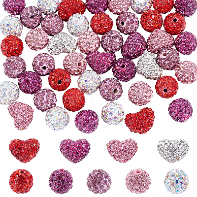 68Pcs Handmade Polymer Clay Pave Rhinestone Beads RB-PA0001-08-1