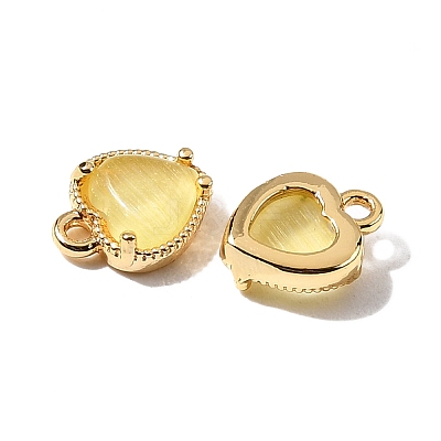 Heart Brass Charms KK-D024-02C-G-1