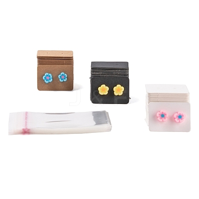 300Pcs 3 Colos Jewelry Earring Display Kraft Paper Price Tags DIY-LS0003-92-1