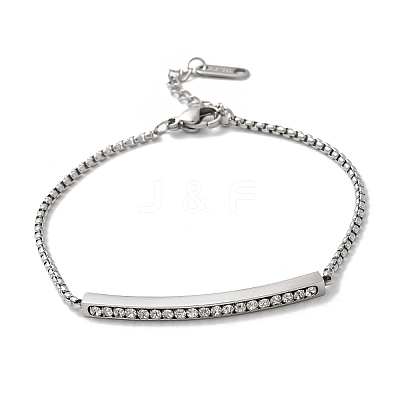 304 Stainless Steel Rhinestone Link Bracelets BJEW-P369-01P-1