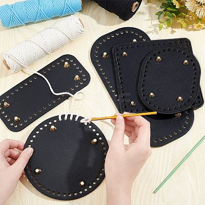 5Pcs 5 Style PU Leather Knitting Crochet Bags Nail Bottom Shaper Pad DIY-PH0009-83-1
