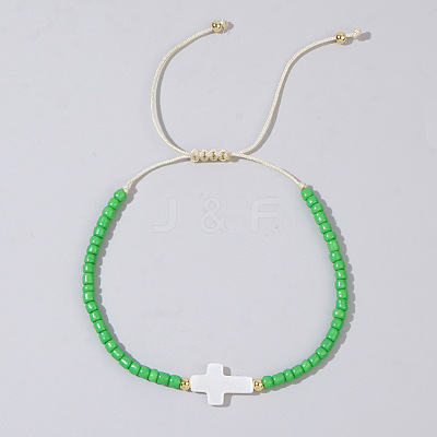 Glass Seed Beads & Brass Braided Beaded Bracelets TV0952-6-1