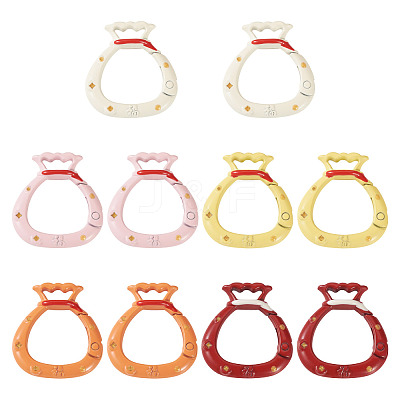 10Pcs 5 Colors Alloy Spring Gate Rings FIND-TA0008-59B-1