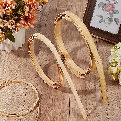 9M 3 Styles Flat Natural Bamboo Wicker Strips WOOD-GF0002-46-1