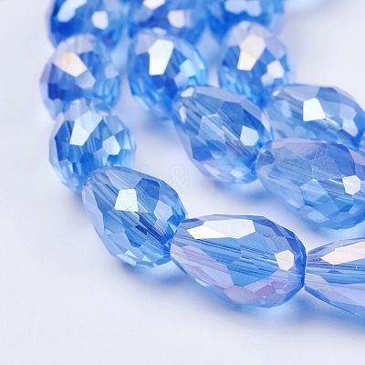 Electroplate Glass Beads Strands X-EGLA-D015-15x10mm-10-1