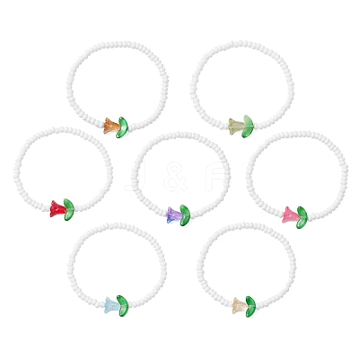 7Pcs 7 Colors Glass Seed Beads Stretch Bracelets for Women BJEW-MZ00200-1