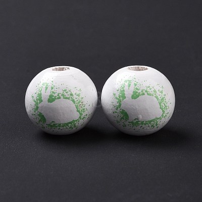 Easter Theme Printed Wood European Beads WOOD-C002-10B-1